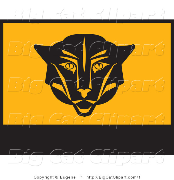Big Cat Clipart of Black and Orange Puma Banner