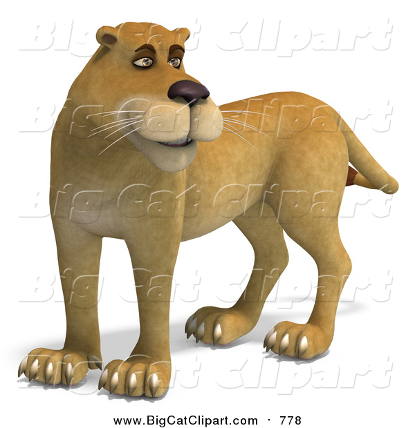 Big Cat Vector Clipart of a 3d Lioness