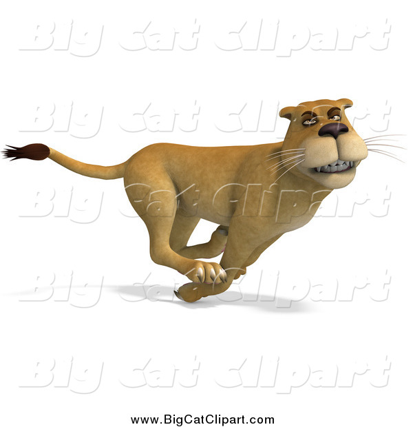 Big Cat Vector Clipart of a 3d Lioness Running