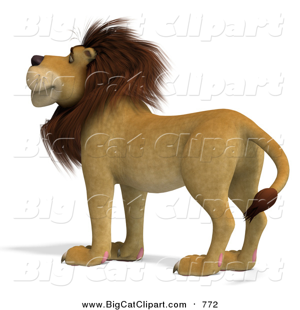 Big Cat Vector Clipart of a 3d Male Lion