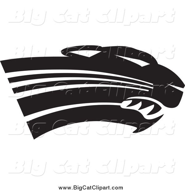 Big Cat Vector Clipart of a Black and White Panther Cougar or Jaguar Head