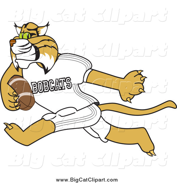 Big Cat Vector Clipart of a Bobcat Running with a Football