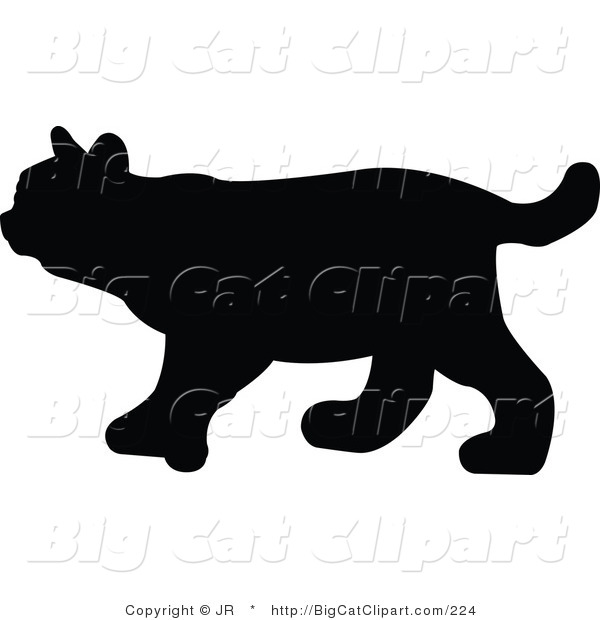 Big Cat Vector Clipart of a Bobcat Silhouette