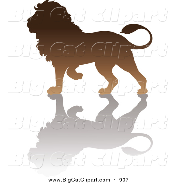 Big Cat Vector Clipart of a Brown Lion Silhouette