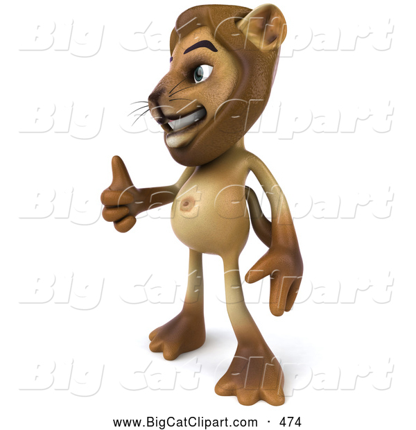 Big Cat Vector Clipart of a Cheerful Lion Character Giving the Thumbs up