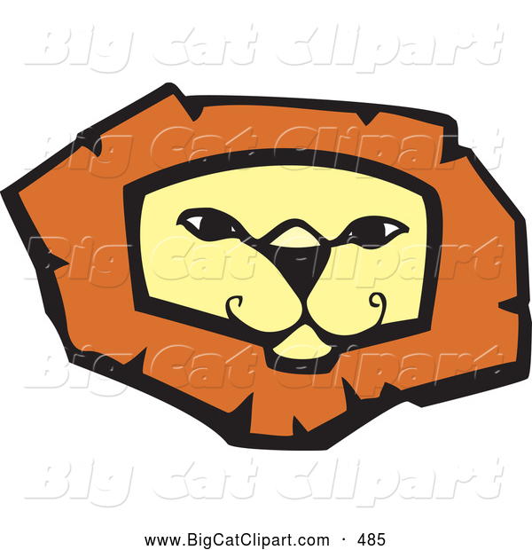 Big Cat Vector Clipart of a Confident Lion Face on White