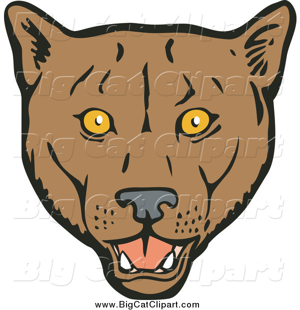 Big Cat Vector Clipart of a Cougar Face