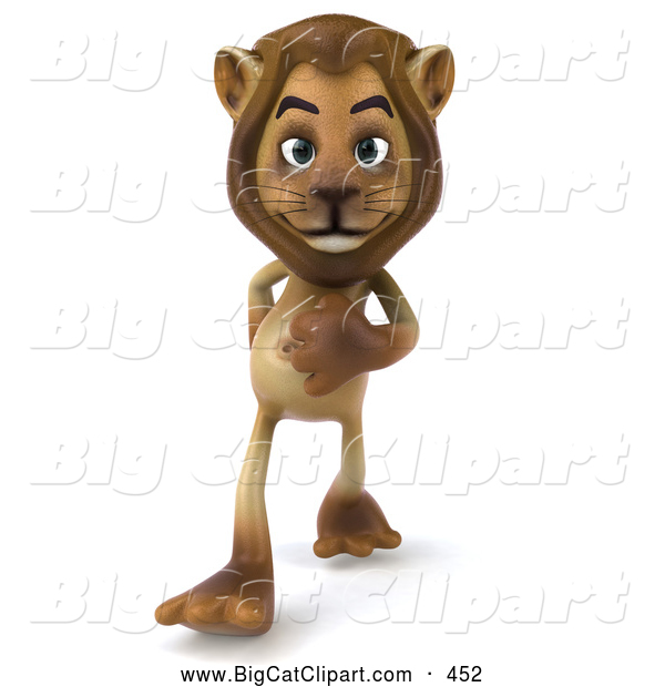 Big Cat Vector Clipart of a Cute Lion Character Walking Forward