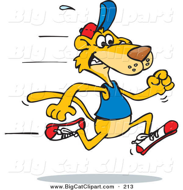 Big Cat Vector Clipart of a Fast Mountain Lion Running to the RightFast Mountain Lion Running to the Right
