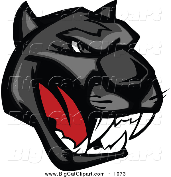 Big Cat Vector Clipart of a Growling Black Panther Head