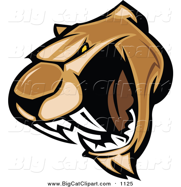 Big Cat Vector Clipart of a Growling Cougar Mascot Face