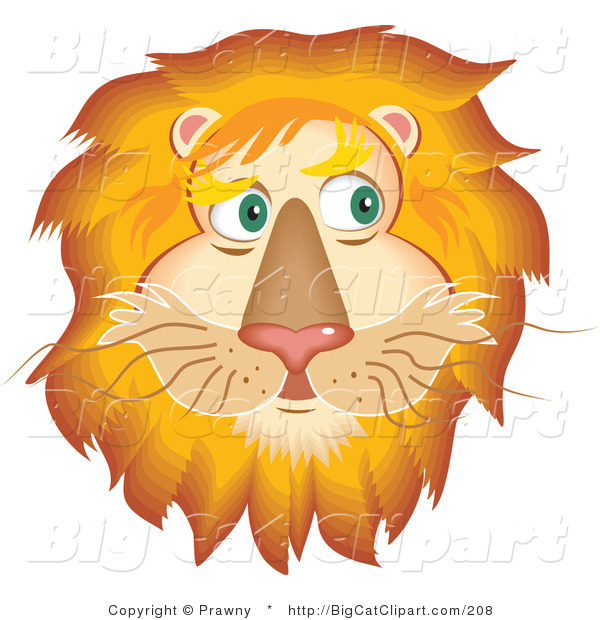 Big Cat Vector Clipart of a Handsome Fluffy Lion Face with a Golden Mane