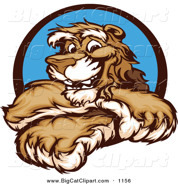 Big Cat Vector Clipart of a Happy Cougar Mascot with Crossed Arms