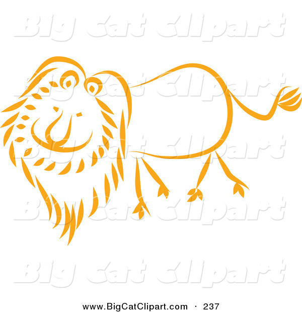 Big Cat Vector Clipart of a Happy Orange Lion Walking Left
