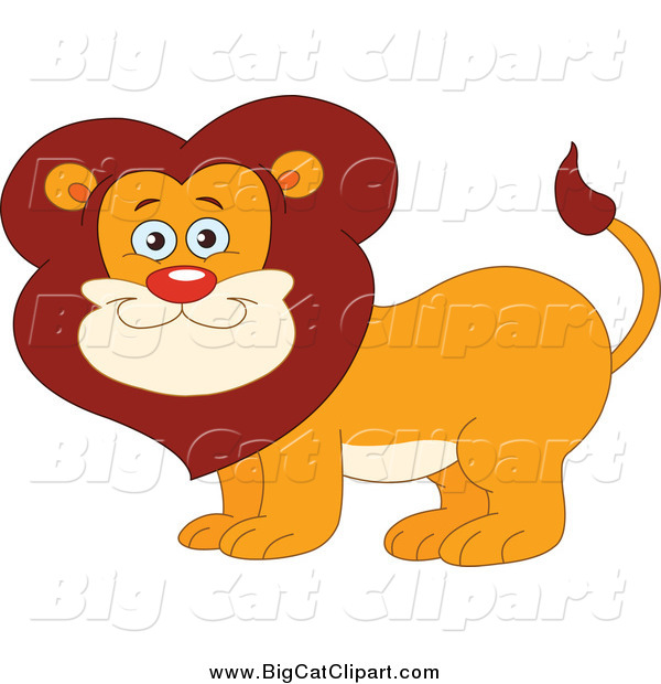 Big Cat Vector Clipart of a Happy Smiling Male Lion