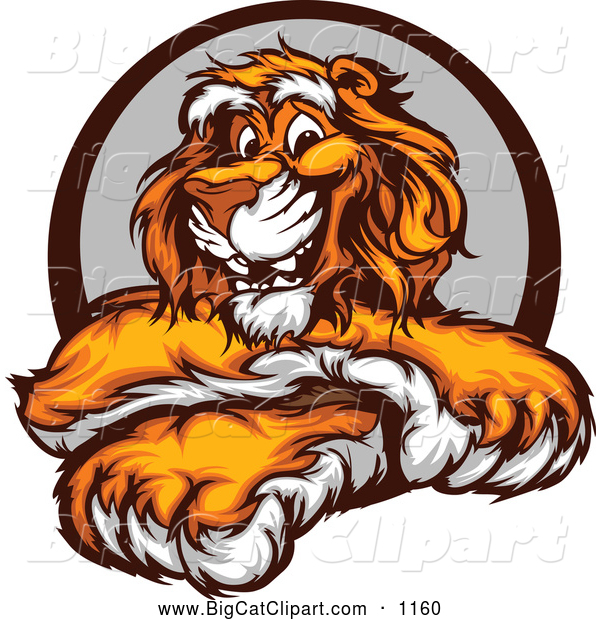 Big Cat Vector Clipart of a Happy Tiger with Crossed Paws