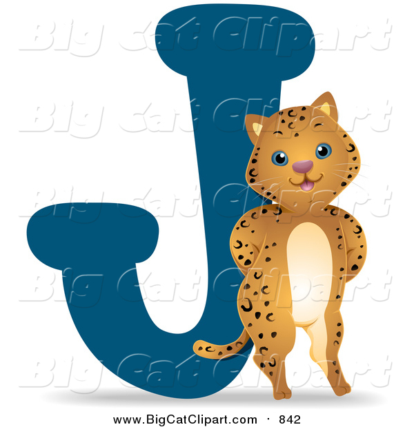 Big Cat Vector Clipart of a Jaguar by a J