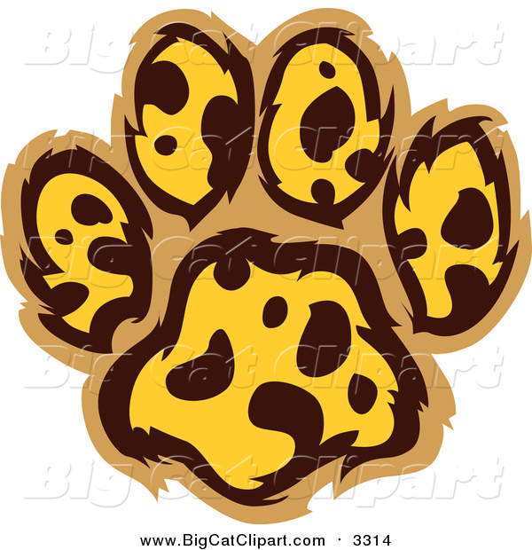 Big Cat Vector Clipart of a Leopard Pattern Paw Print