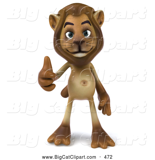 Big Cat Vector Clipart of a Lion Character Giving the Thumbs up - Pose 1