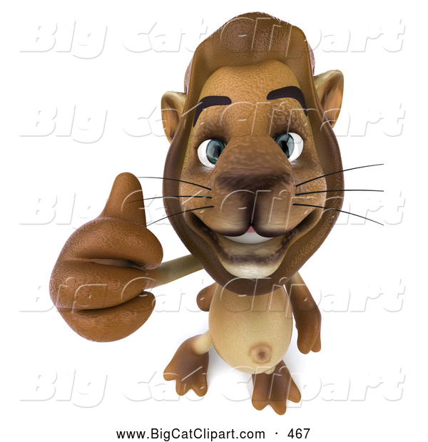 Big Cat Vector Clipart of a Lion Character Giving the Thumbs up While Smiling