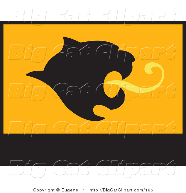 Big Cat Vector Clipart of a Mountain Lion Roaring Flag
