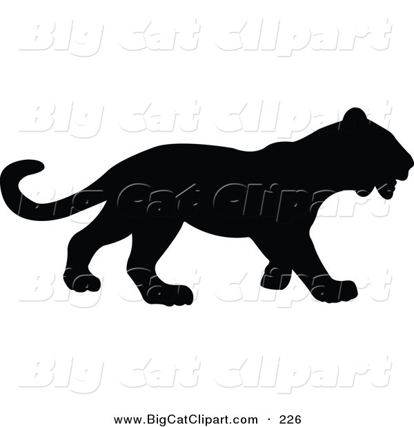 Big Cat Vector Clipart of a Profiled Black Panther Silhouetted and Facing Right