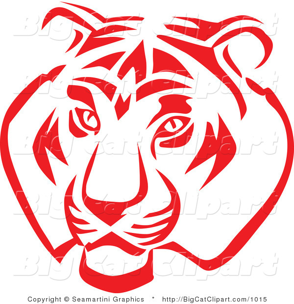 Big Cat Vector Clipart of a Red and White Tiger Face