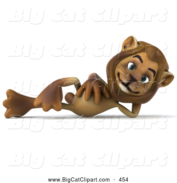 Big Cat Vector Clipart of a Relaxing Lion Character Resting on His Side
