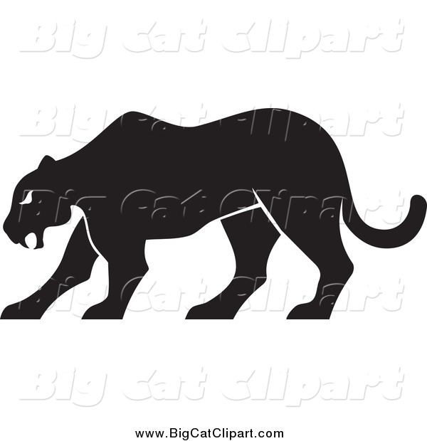 Big Cat Vector Clipart of a Silhouetted Panther Walking