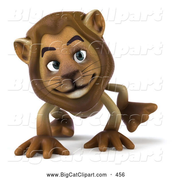 Big Cat Vector Clipart of a Smiling Lion Character Walking on All Fours