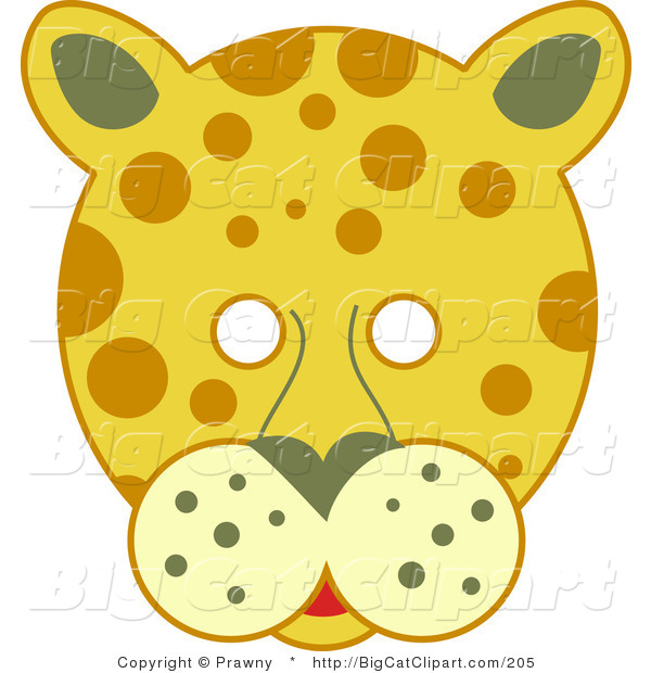 Big Cat Vector Clipart of a Spotted Leopard Face with White Eyes