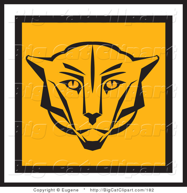 Big Cat Vector Clipart of a Square Cougar Face Design
