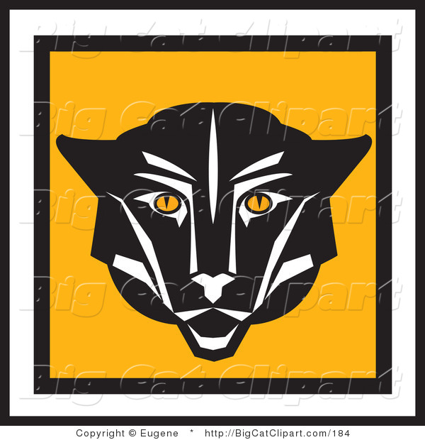 Big Cat Vector Clipart of a Square Cougar Face Icon