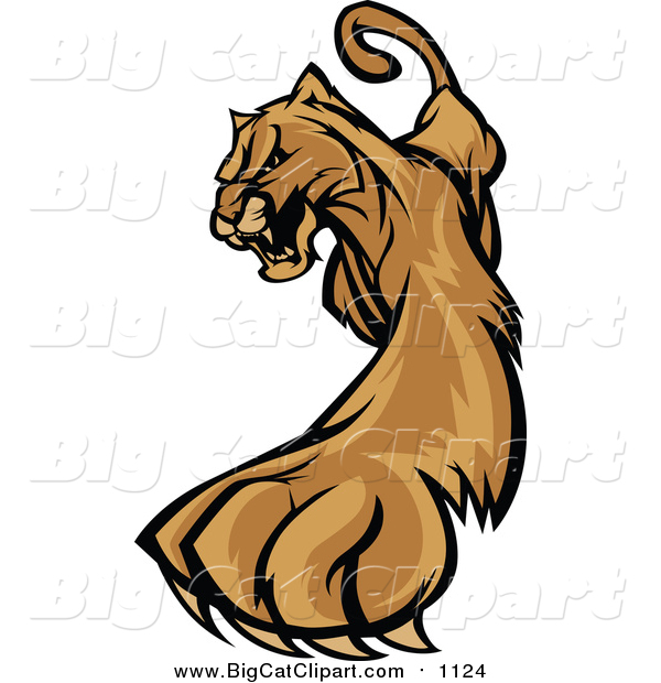 Big Cat Vector Clipart of a Stalking Cougar Mascot