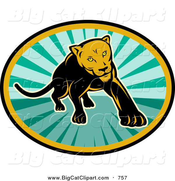 Big Cat Vector Clipart of a Stalking Lioness