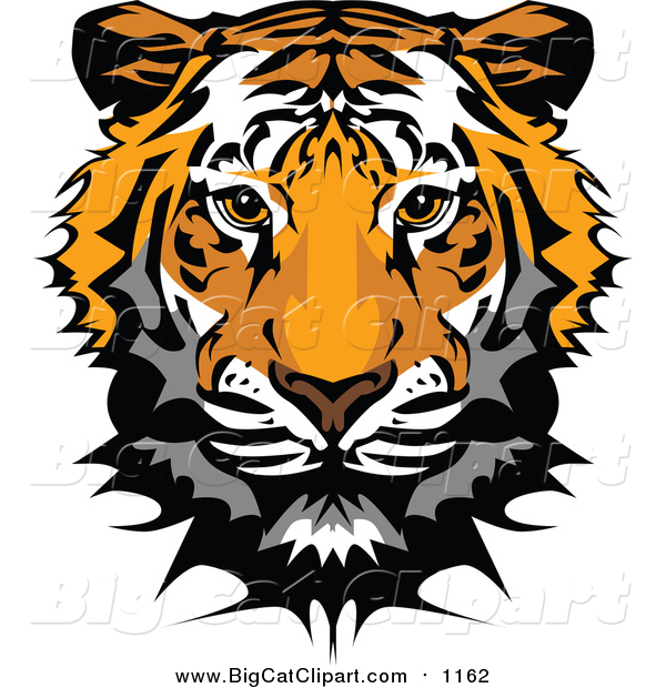 Big Cat Vector Clipart of a Tiger Mascot Head