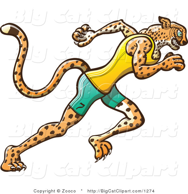 Big Cat Vector Clipart of an Athletic Track and Field Cheetah Running