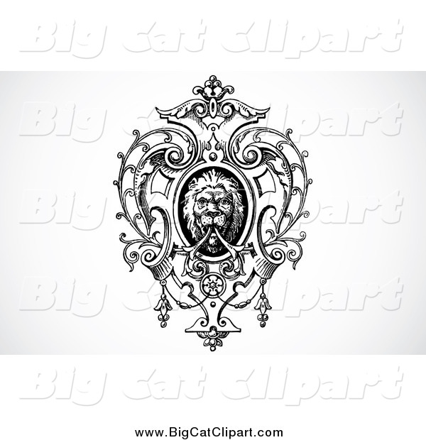 Big Cat Vector Clipart of an Ornamental Lion Design Element