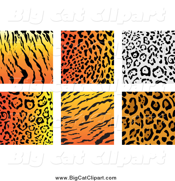 Big Cat Vector Clipart of Jungle Animal Print Backgrounds