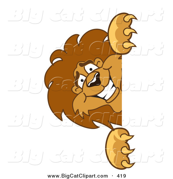 Big Smiling Cat Cartoon Vector Clipart of a Lion Character Mascot Peeking