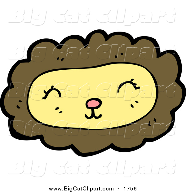 Cartoon Vector Clipart of a Happy Lion Face