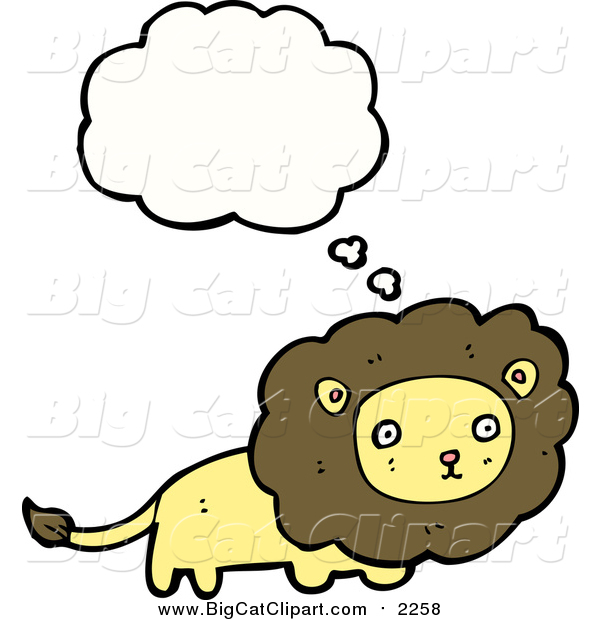 Cartoon Vector Clipart of a Lion with a Thought Bubble