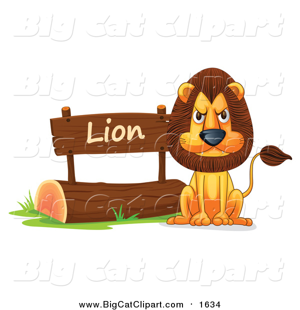 Cartoon Vector Clipart of a Mad Lion in a Zoo - Cartoon Style
