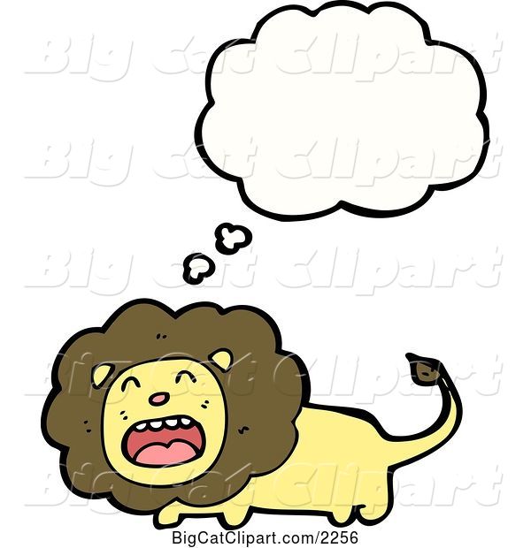 Vector Clipart of a Cartoon Thinking Lion