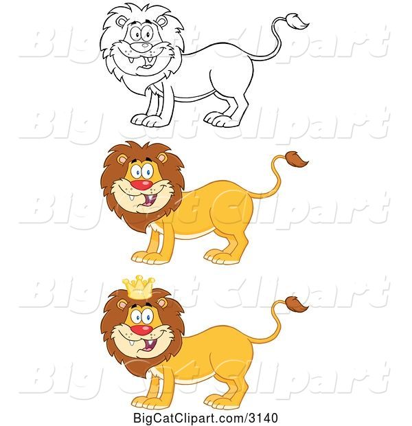 Vector Clipart of a Happy Cartoon Male Lions