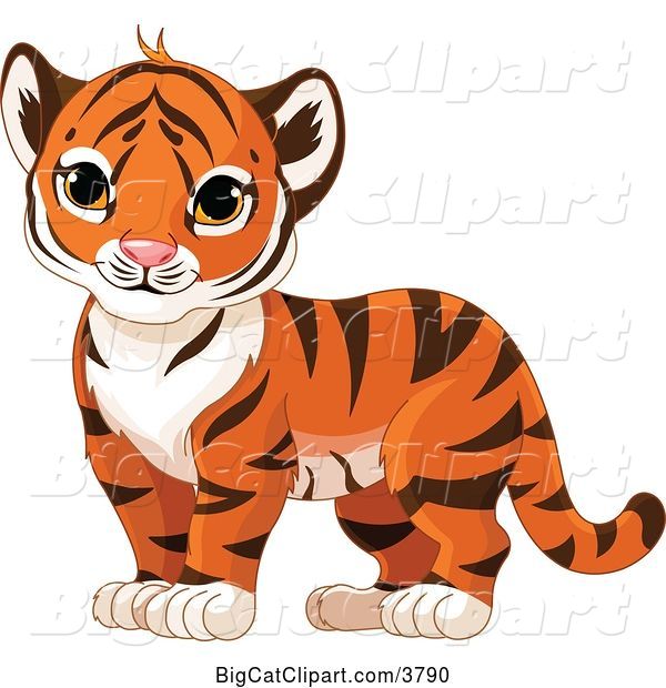 Vector Clipart of a Tiger Cub Standing