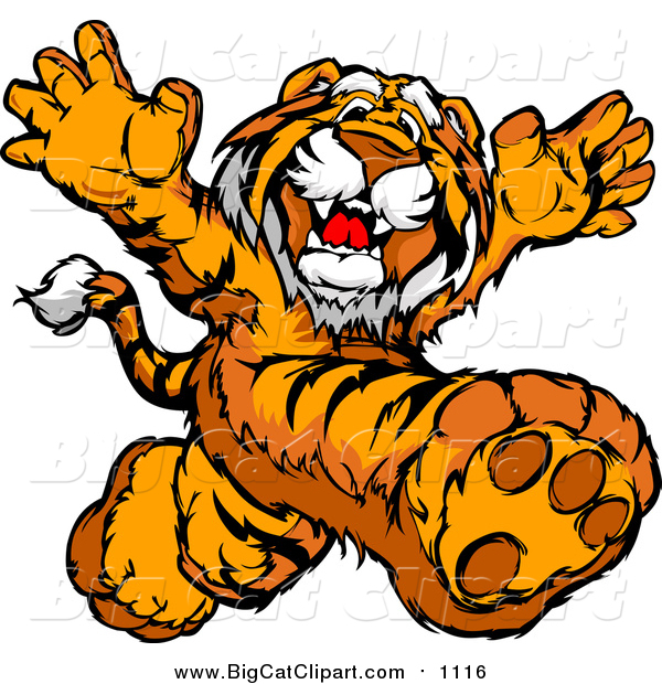 Vector Clipart of a Tiger Mascot Running Upright