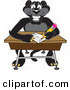 Big Cat Cartoon Vector Clipart of a Cheerful Black Jaguar Mascot Character Taking a Quiz by Toons4Biz