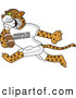 Big Cat Cartoon Vector Clipart of a Cheerful Cheetah Character School Mascot Playing Football by Toons4Biz