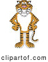 Big Cat Cartoon Vector Clipart of a Cheerful Tiger Character School Mascot with His Hands on His Hips by Toons4Biz